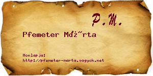 Pfemeter Márta névjegykártya